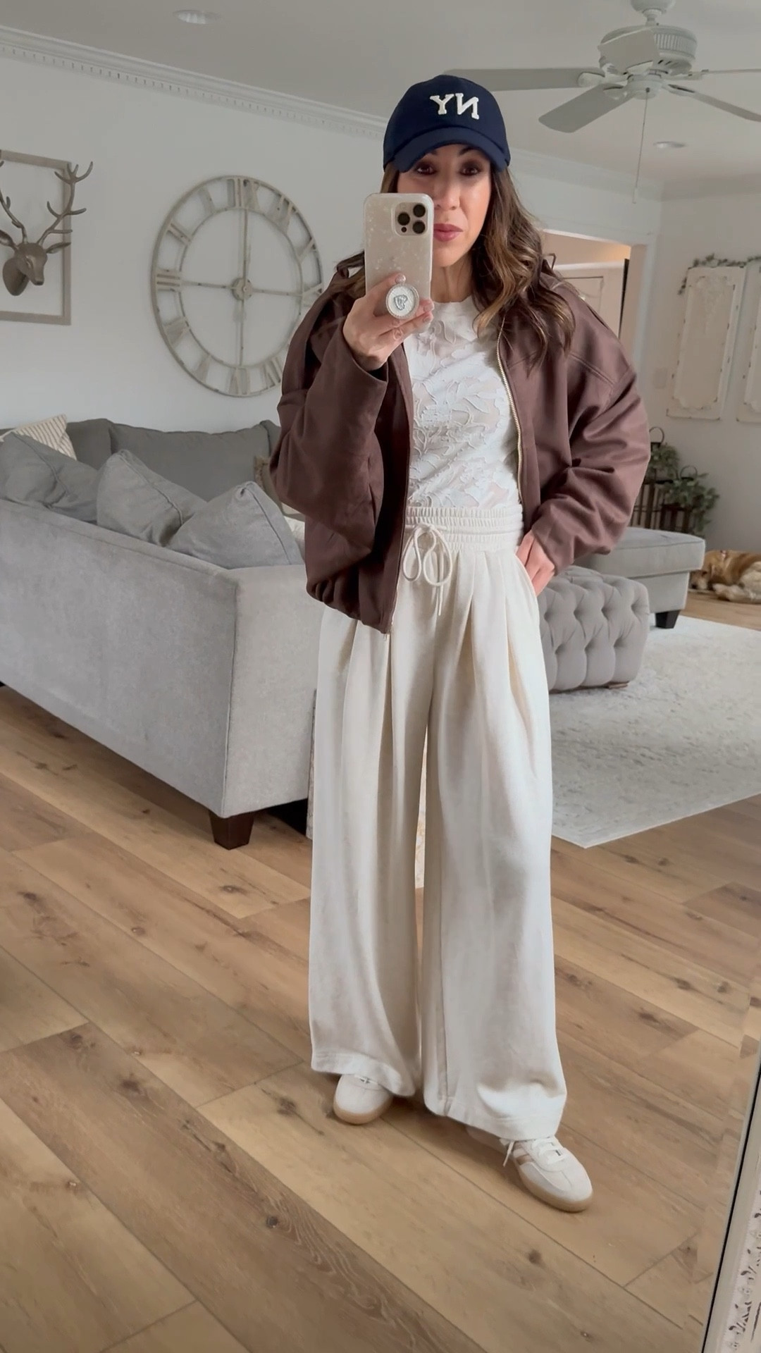 Xs petite wide leg sweatpants, small lace top, XS suede jacket, sneaker size down

#LTKSaleAlert #LTKFindsUnder50 #LTKPetite