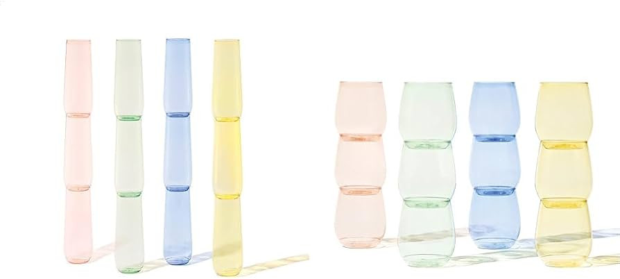 TOSSWARE Color Series Bundle: SET OF 12 Premium 9oz Flute Champagne Glasses & SET OF 12 14oz Vino... | Amazon (US)