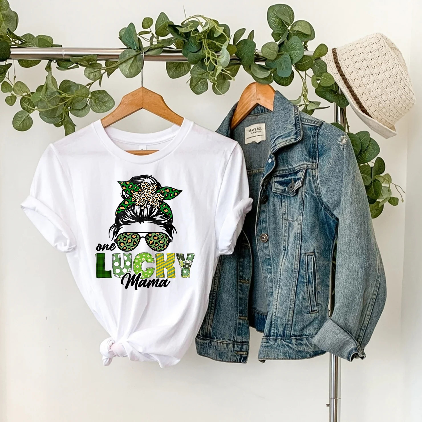 One Lucky Mama Unisex T-shirt Medium / Leaf | Casual Chic Boutique
