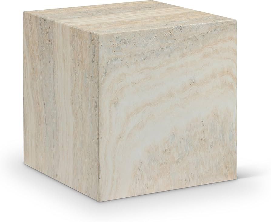 Meridian Furniture 99029Travertine-ET Piazza Collection Art Deco Indoor/Outdoor Concrete End Tabl... | Amazon (US)