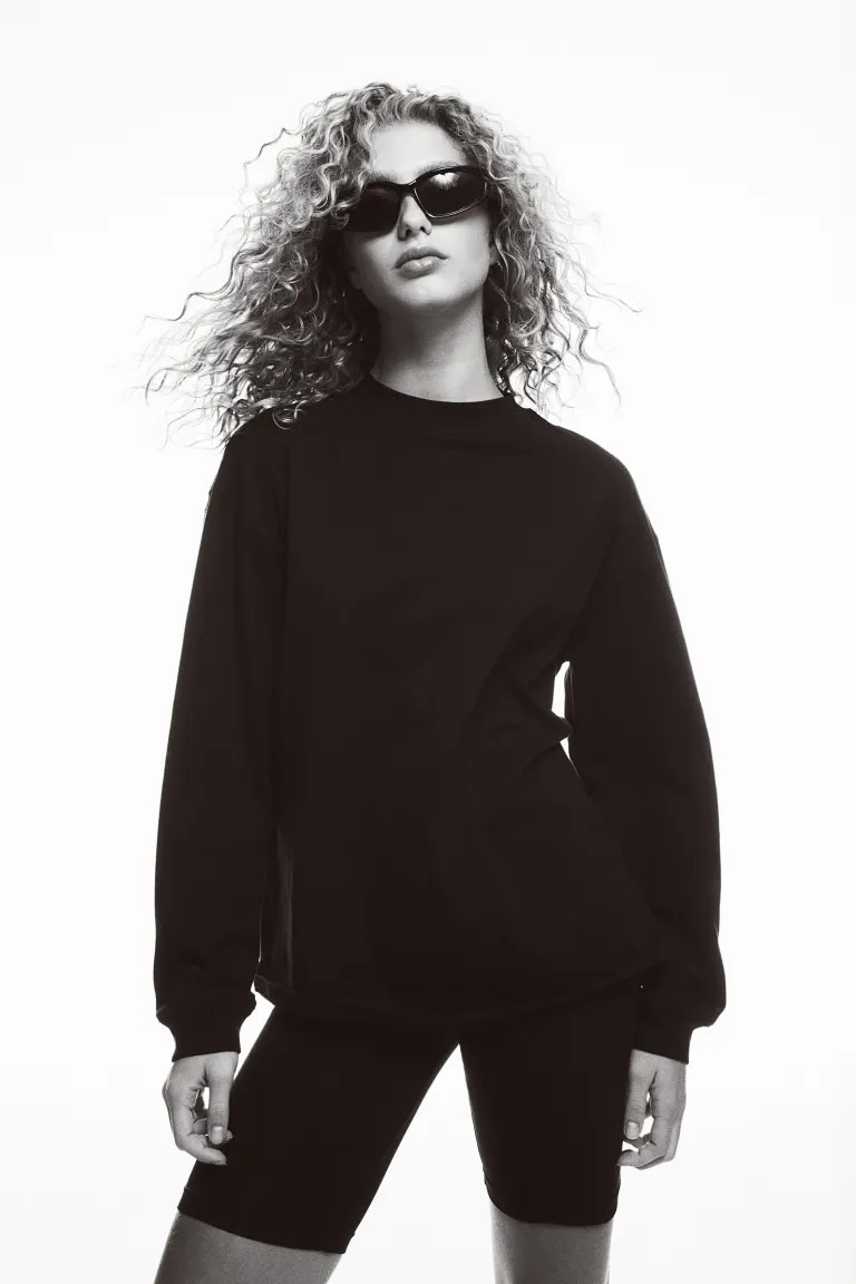 Long-sleeved Jersey Shirt - Black - Ladies | H&M US | H&M (US + CA)