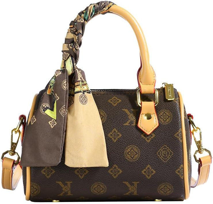 Designer Fashion Print Pillow Bag, Versatile Shoulder & Crossbody Boston Bag for Women, Letter Pa... | Amazon (US)