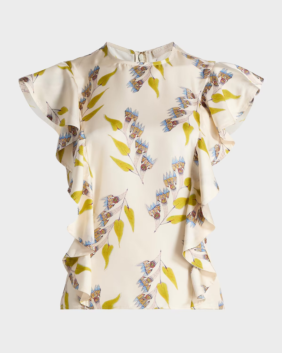 Botanical Ruffled Silk Top | Neiman Marcus