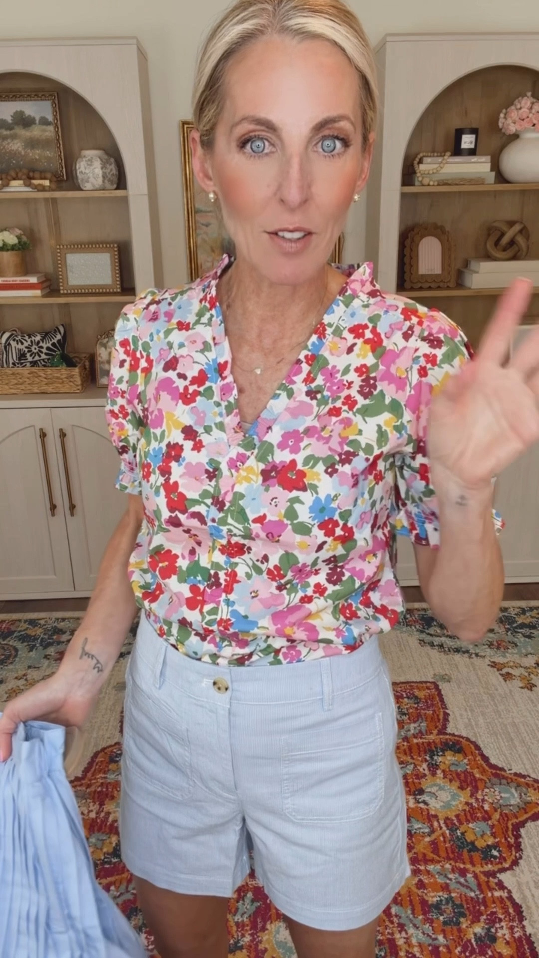 In love with this floral J.Crew factory top that is on sale. I paired it with a Walmart skirt. The perfect look for a date night School work and more  