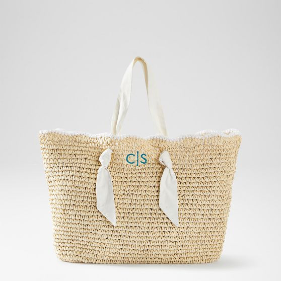 Ribbon Scalloped Raffia Tote | Mark and Graham