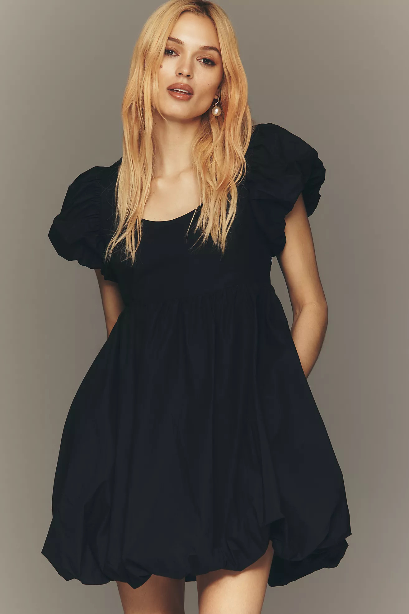 English Factory 100% Cotton Puff-Sleeve Bubble Mini Dress | Anthropologie (US)
