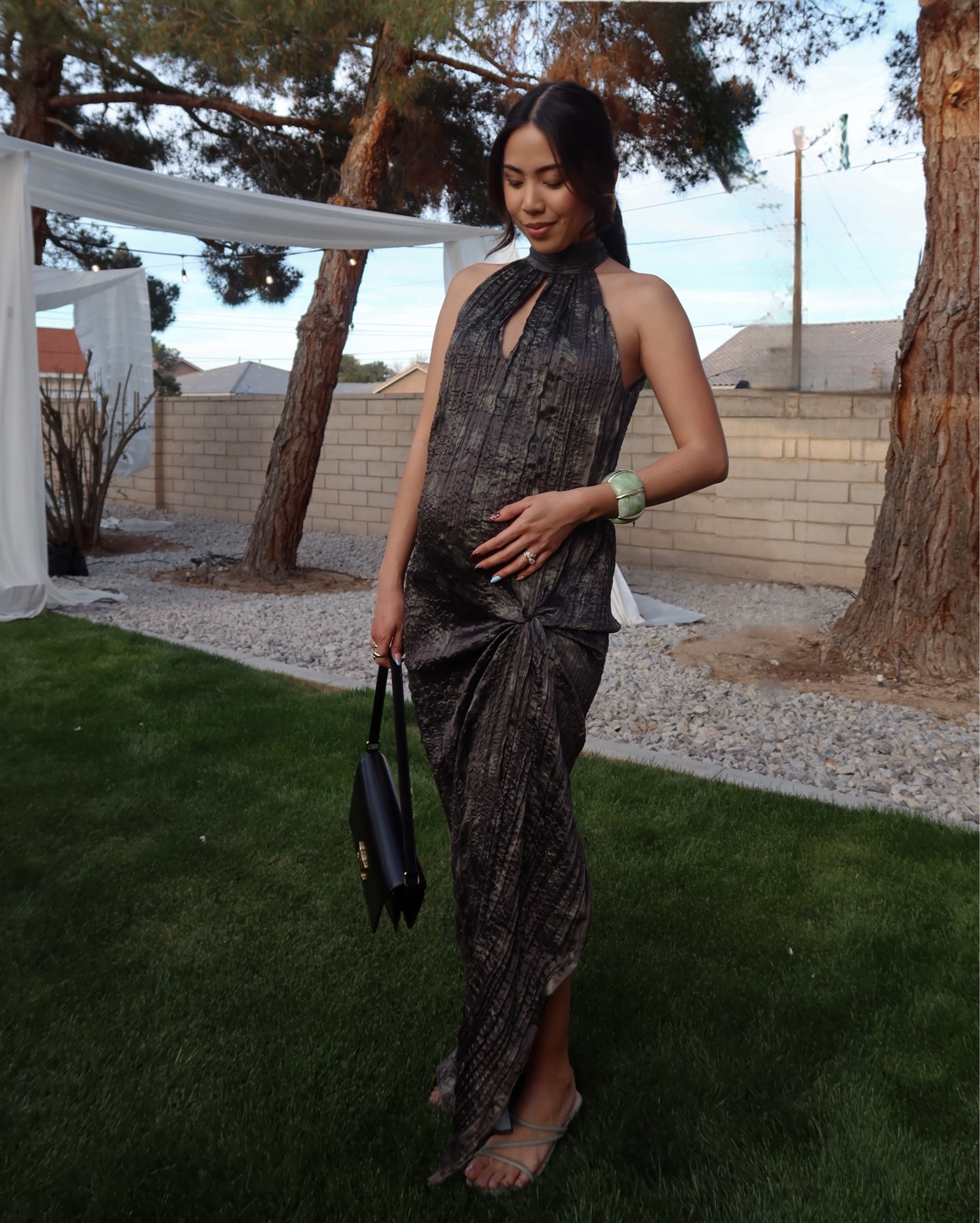 Our wedding guest outfits🤍 

This dress ended up being the perfect bump-friendly wedding guest dress for spring. 

The only issue? It was way too long and I didn’t have time to hem it. I used a simple hair tie to create a hidden tuck and it actually made the dress better. The drape ended up accentuating the bump in the best way 🫶#LTKSpringSale

#LTKWedding #LTKBump