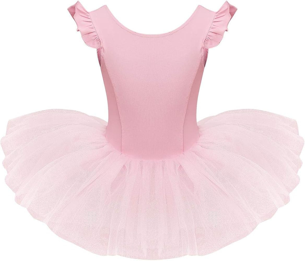 IDOPIP Toddler Kid Girls Ruffle Flutter Sleeve Ballet Dance Dress Tutu Skirted Leotard Ballerina ... | Amazon (US)