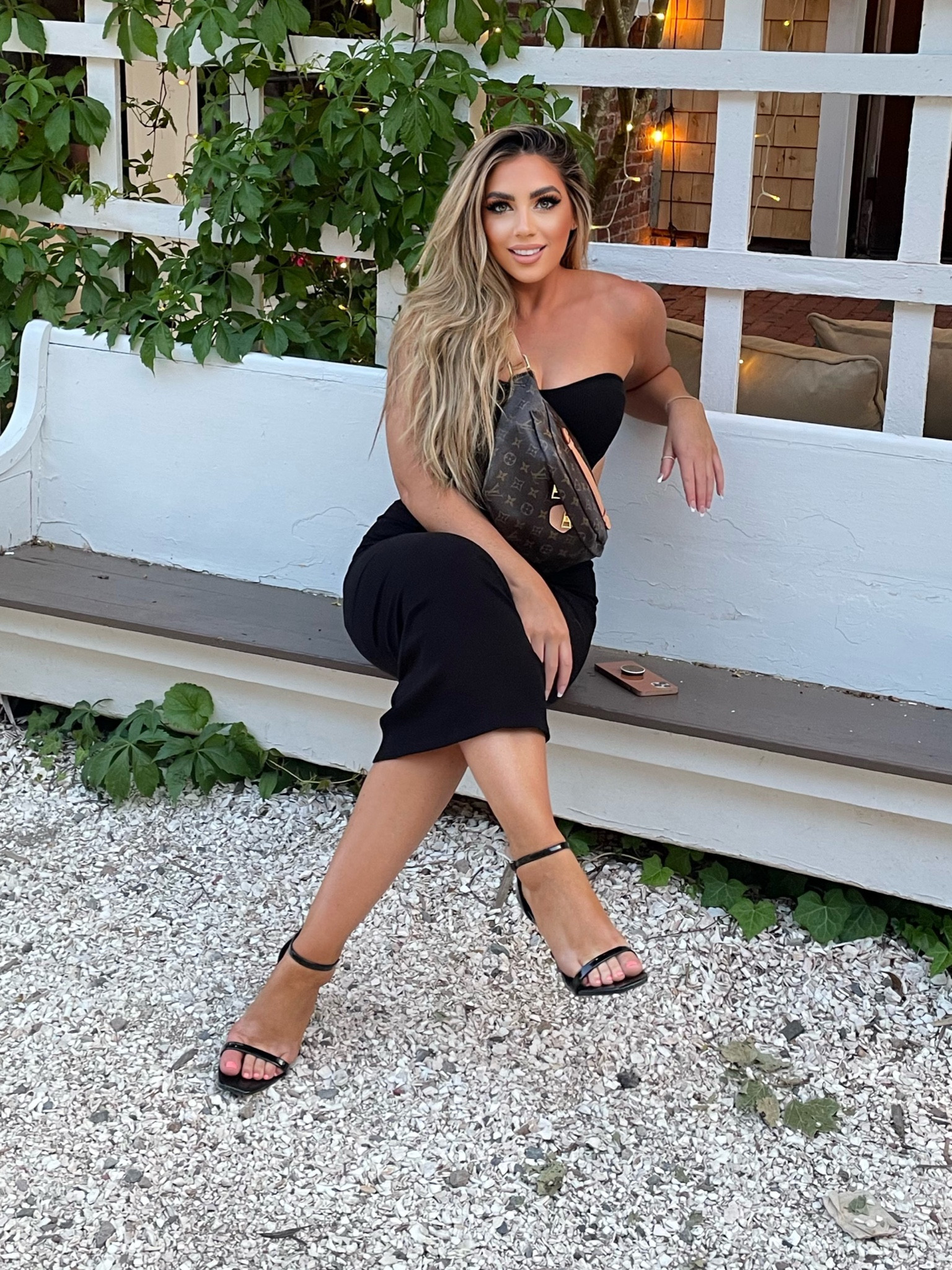 black dress with tights and heels CharlieKamale on LTK
