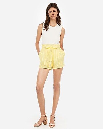 super high waisted striped sash tie shorts | Express