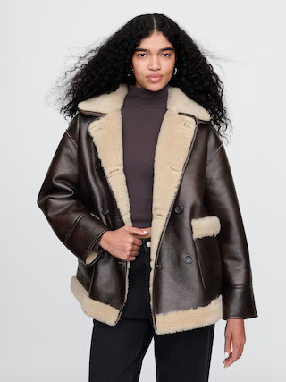 Reversible Recycled Vegan Leather Sherpa Jacket | Gap (US)