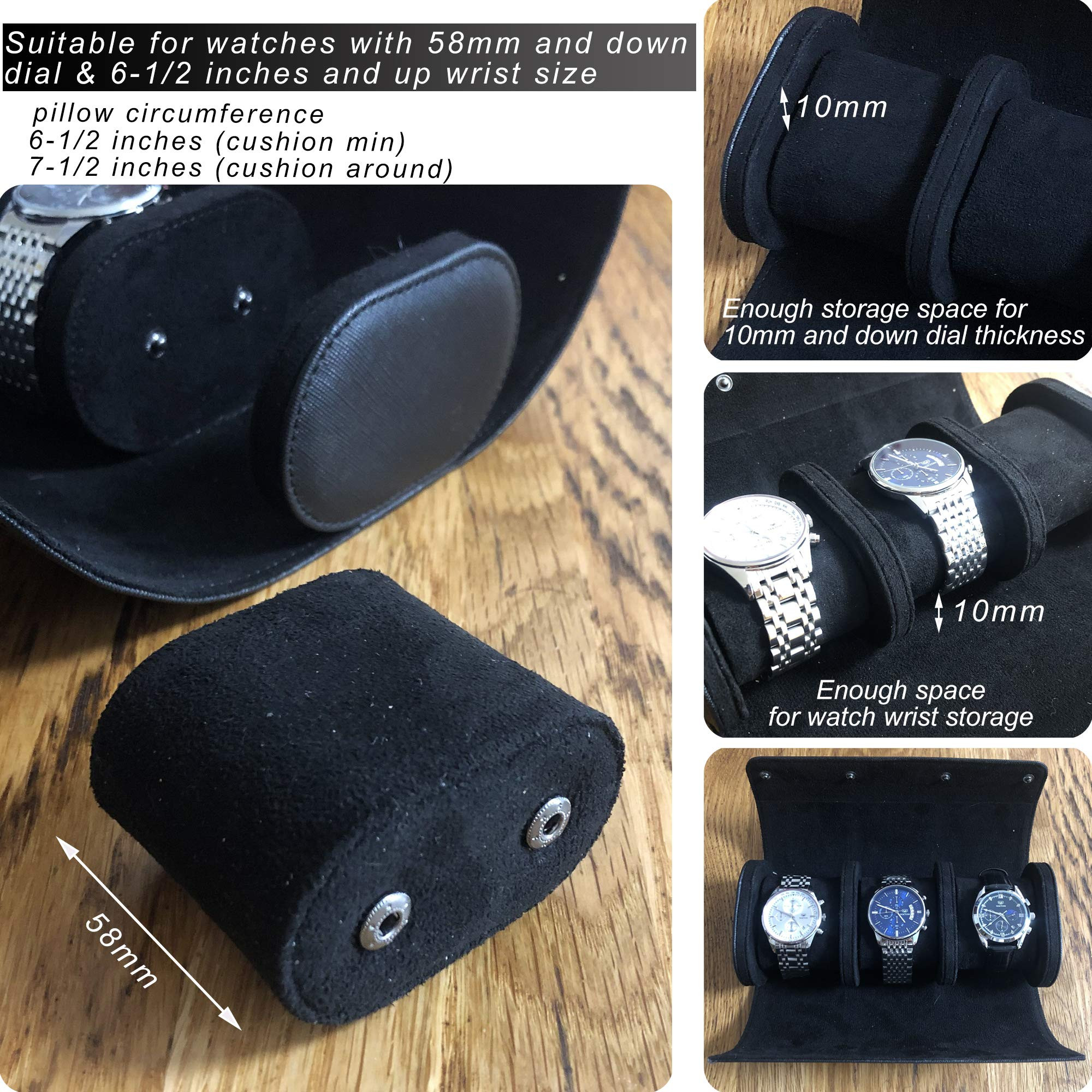 Longjet Watch Roll Travel Case for Men Portable Watches Organizer Box with Removable Velvet Pillo... | Amazon (US)