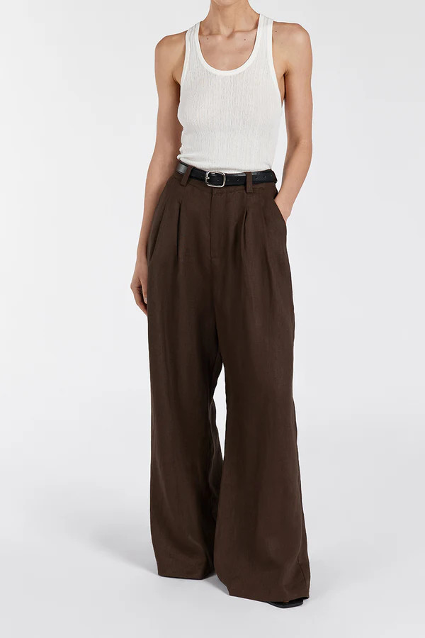 HOLDEN BITTER CHOC LINEN PANT | DISSH