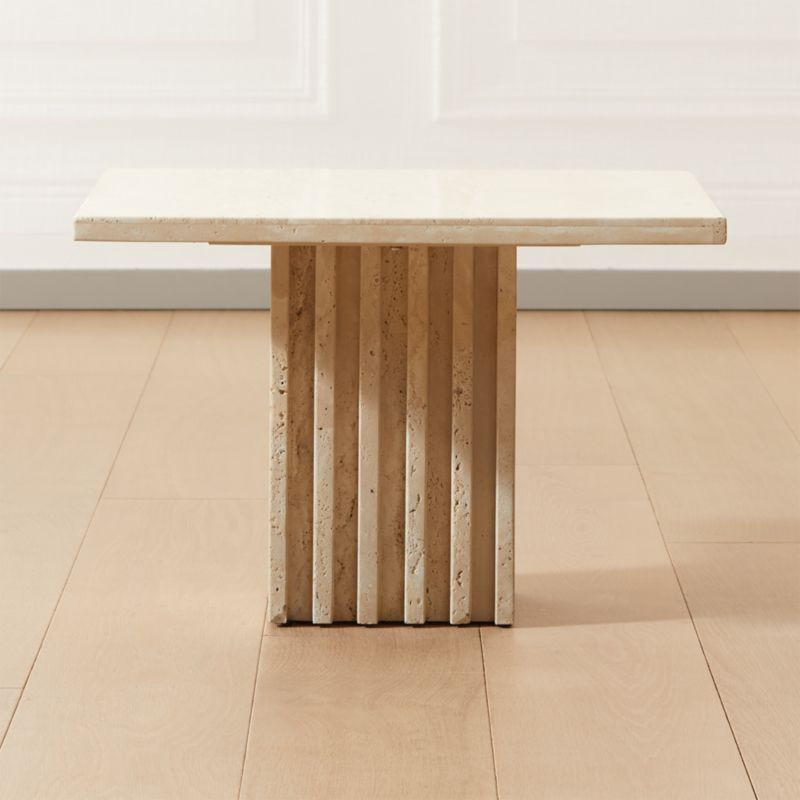 Carve Travertine Medium Cocktail Table + Reviews | CB2 | CB2