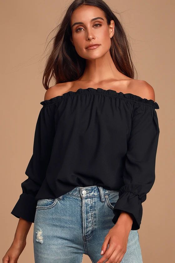 All in Good Fun Black Off-the-Shoulder Top | Lulus (US)