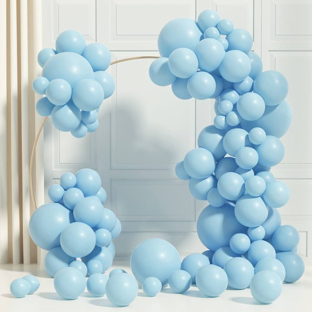 Pastel Blue Balloons Garland Kit 100 Pack 18/12 /10/5 Inch Party Balloons Different Sizes Baby Bl... | Amazon (US)
