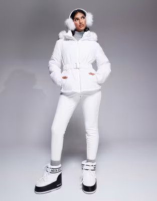 ASOS 4505 Ski water repellent insulated ski jacket in white | ASOS (Global)