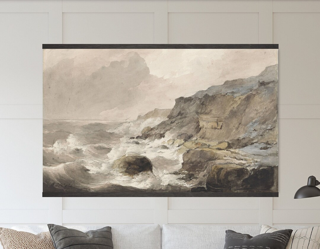 Neutral Coastal Vintage Painting Tapestry Wall Hanging - Etsy | Etsy (US)