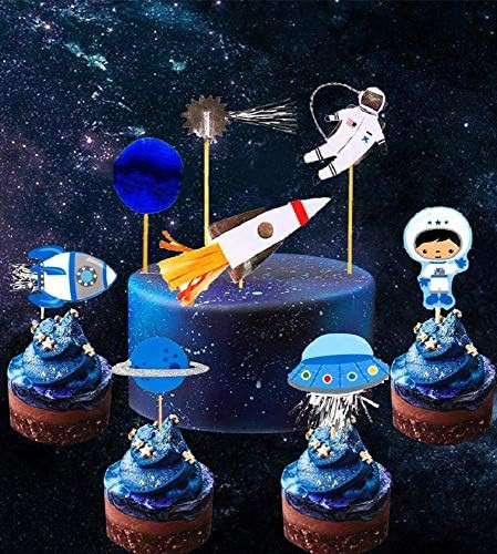28 PCS JeVenis Space Astronaut Cupcake Toppers Rocket Cake Decorations Earth Cupcake Toppers for ... | Amazon (US)