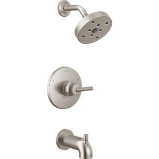 Trinsic 1-Handle Wall Mount Tub and Shower Faucet Trim Kit in Stainless with H2Okinetic (Valve Not Included) | The Home Depot