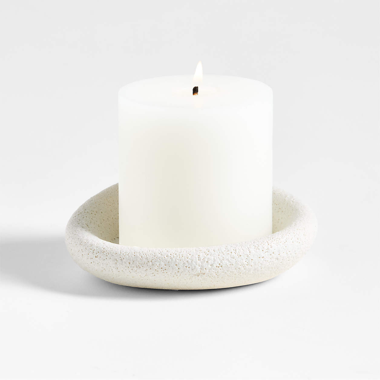 Cirro White Ceramic Pillar Candle Holder + Reviews | Crate & Barrel | Crate & Barrel