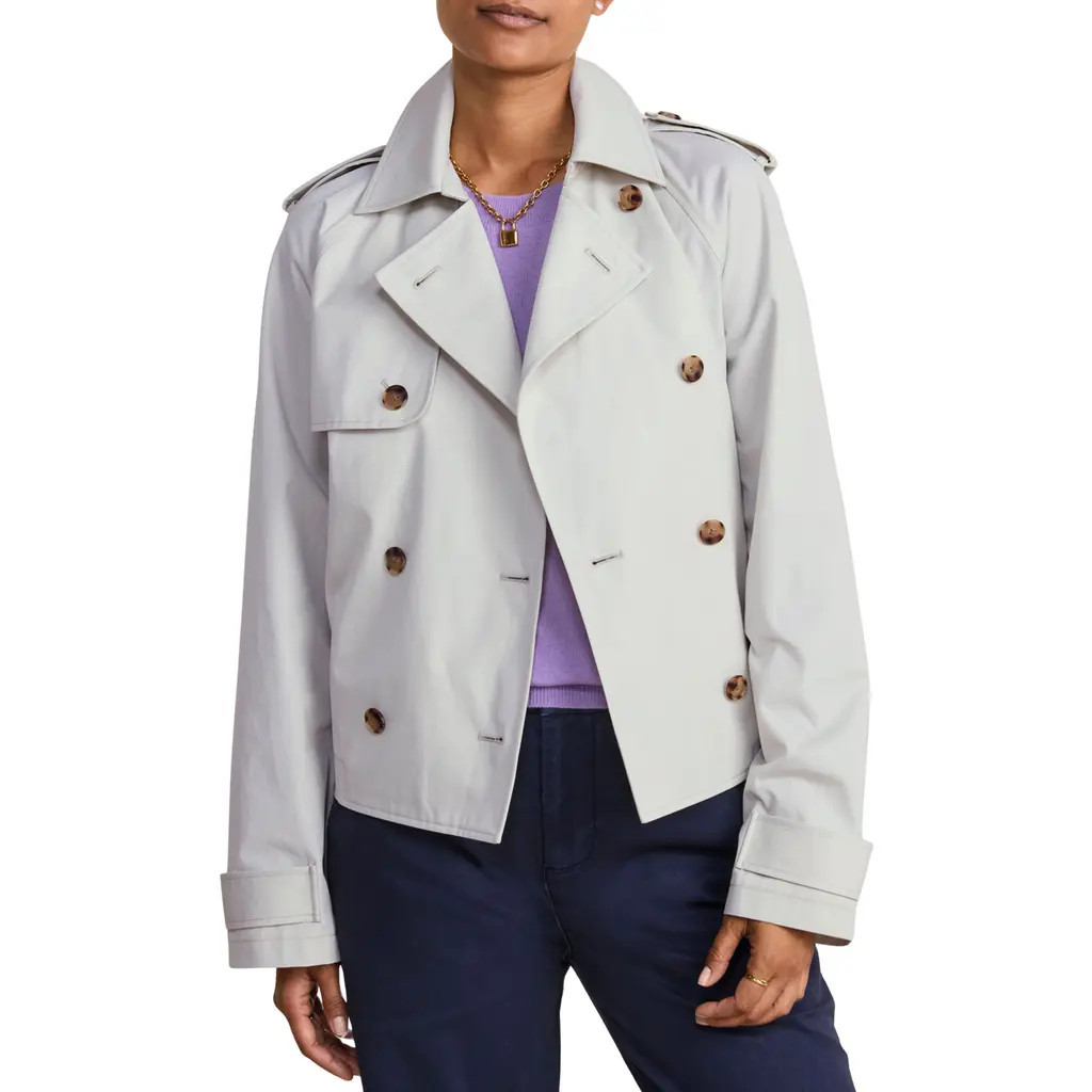 vineyard vines Crop Trench Coat in Stone at Nordstrom, Size X-Small | Nordstrom