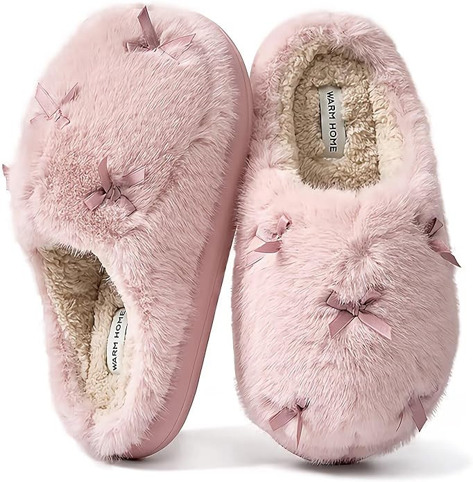 ADAX Fuzzy Slippers for Women Cozy Plush House Shoes with Memory Foam,Winter Warm Faux Fur Lining... | Amazon (US)
