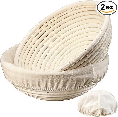 Banneton Bread Proofing Basket, Banneton Basket Set of 2, 9 inch Sourdough Proofing Basket Round ... | Amazon (US)
