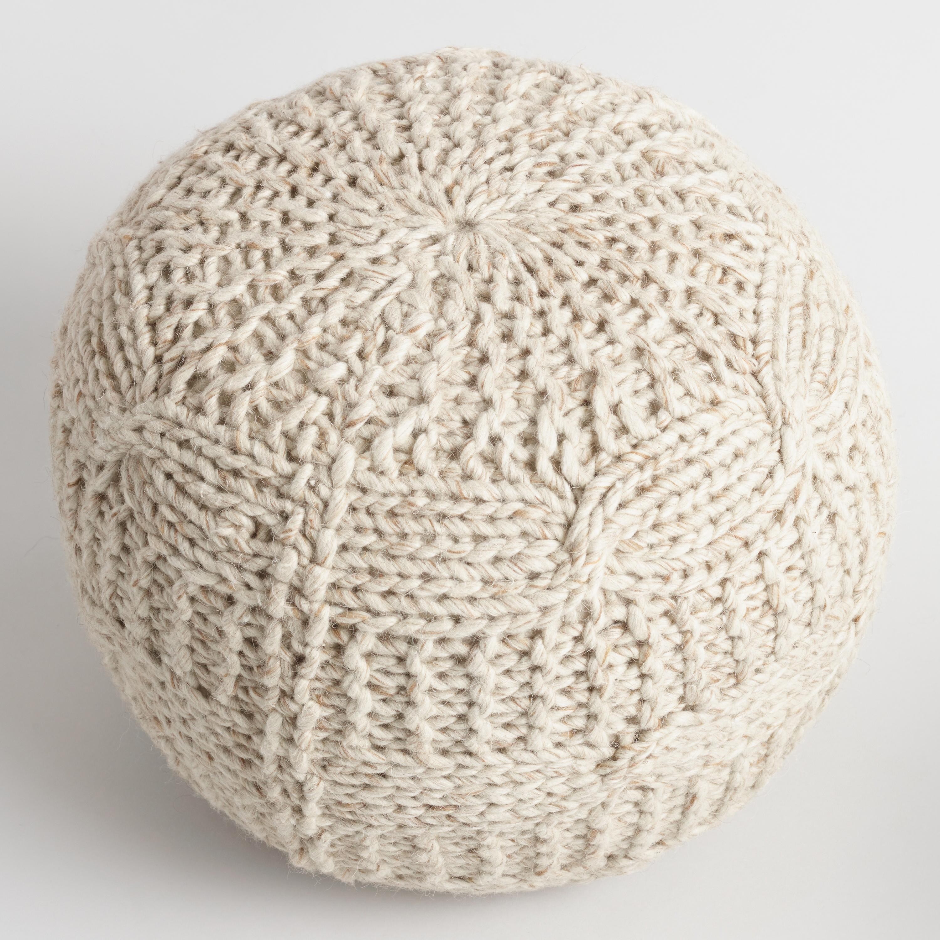 Taupe Heather Sweater Pouf | World Market