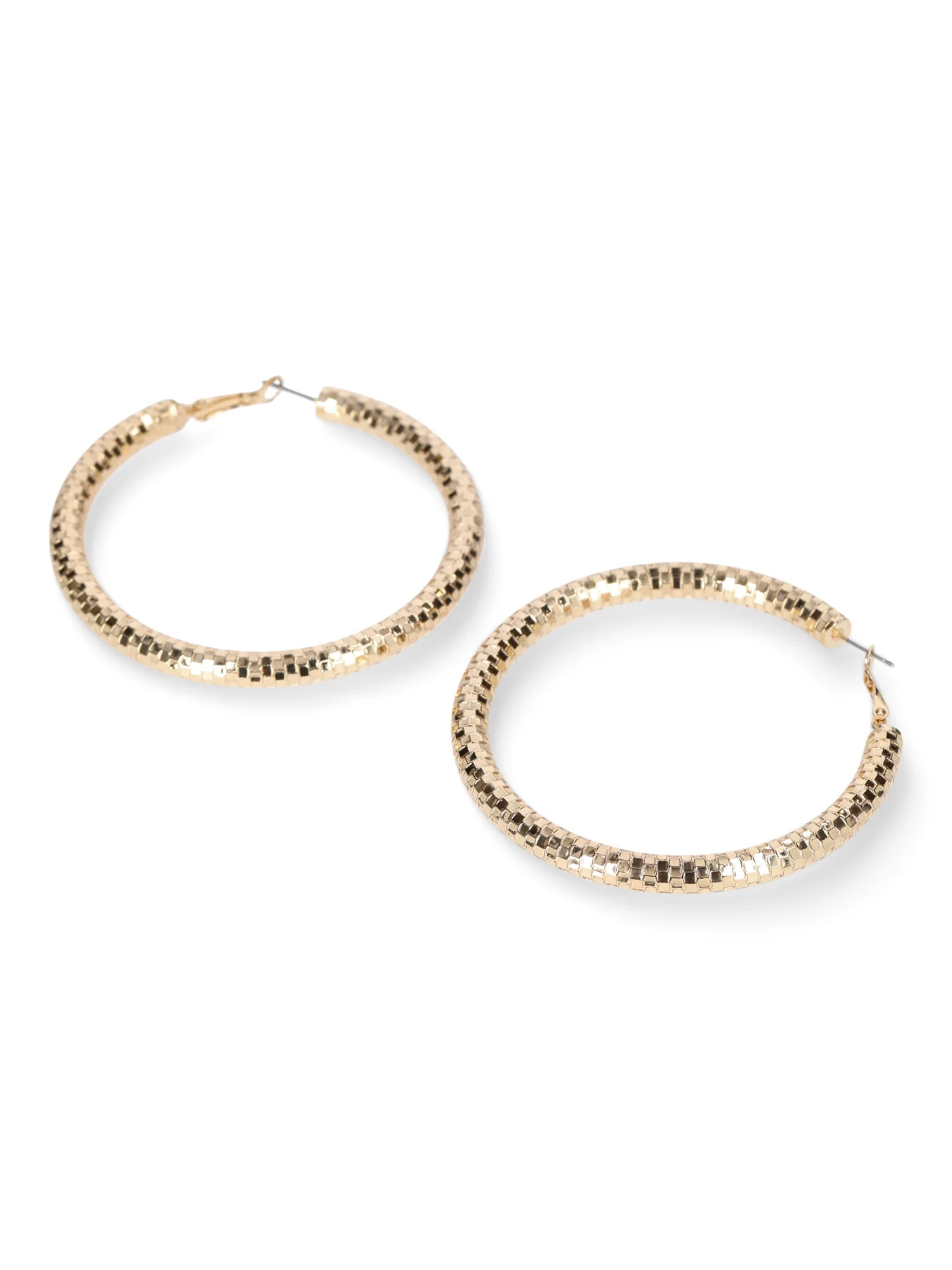 Madden NYC Women's Fashion Gold Tone Openwork Large Hoop Earrings - Walmart.com | Walmart (US)