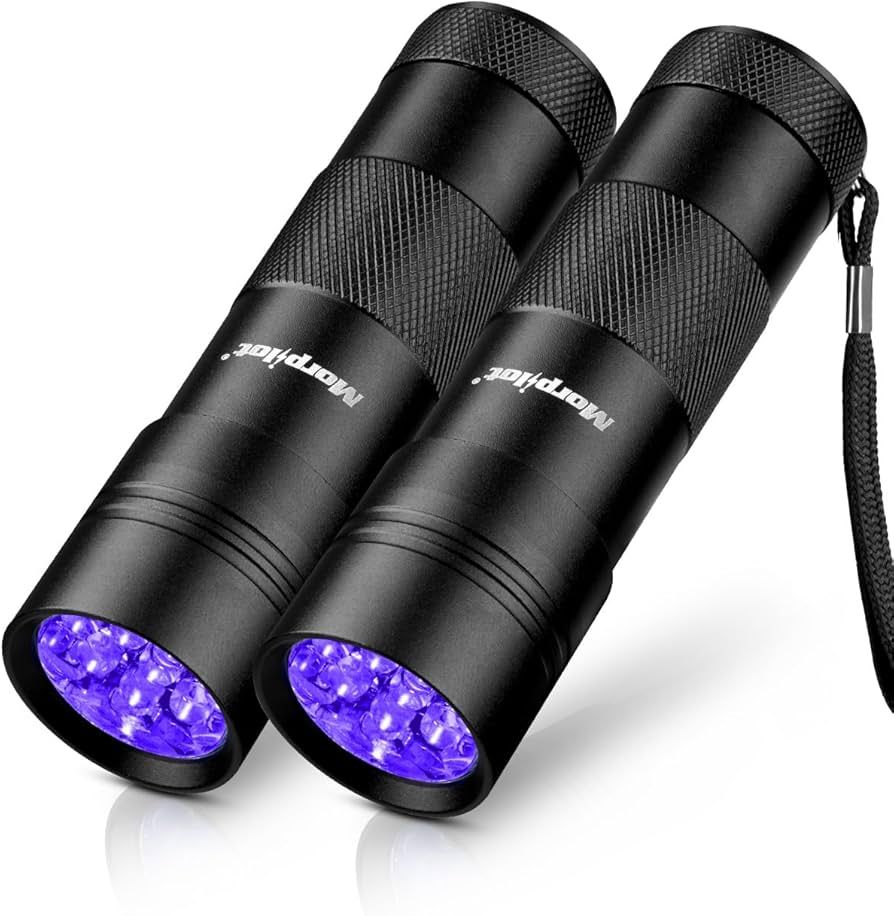 Morpilot Blacklight Flashlights uv Flashlight: 12 Led 395nm 2 Pcs Black Light Flashlight Mini, Pe... | Amazon (US)