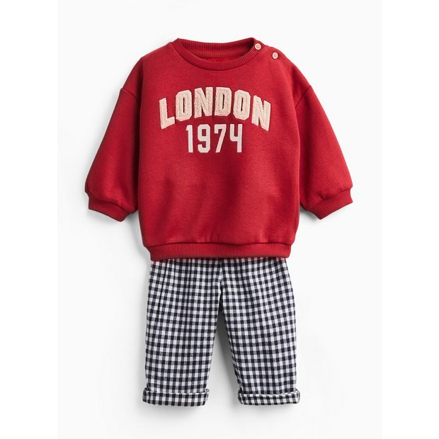 Buy Red London Graphic Sweatshirt & Trousers Set 3-6 months | Outfits and sets | Tu | Tu Clothing
