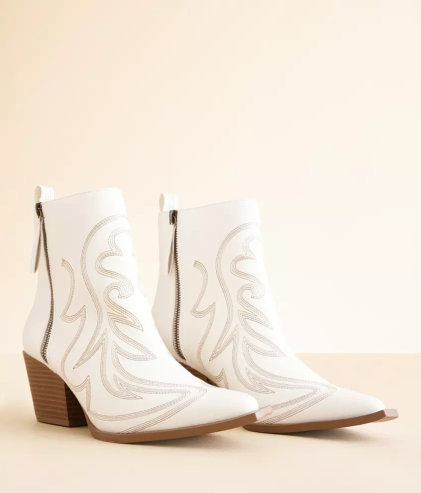 Faux Leather Western Ankle Boot | Buckle