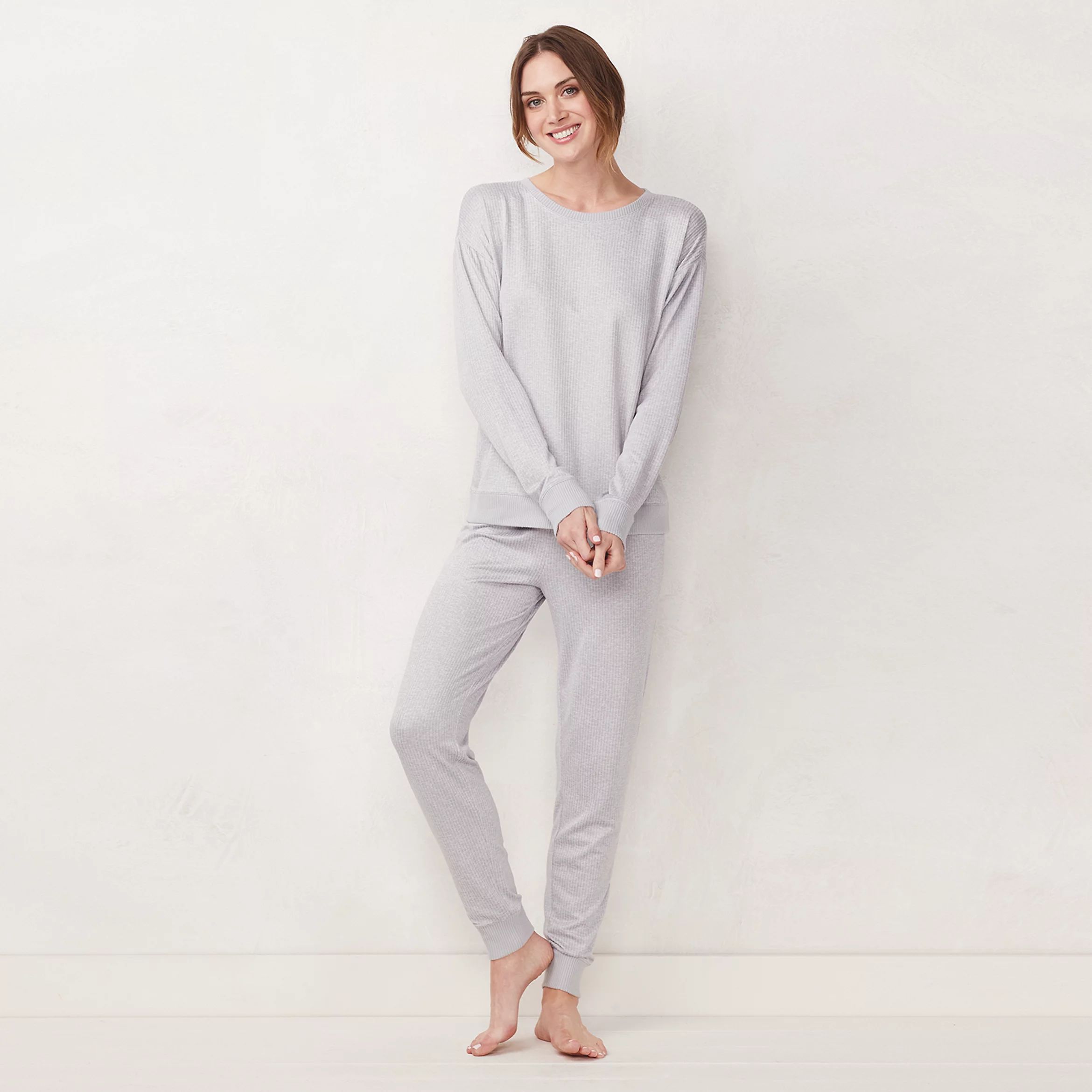 Women's LC Lauren Conrad Cozy Long Sleeve Pajama Top & Pajama Pants Set | Kohl's
