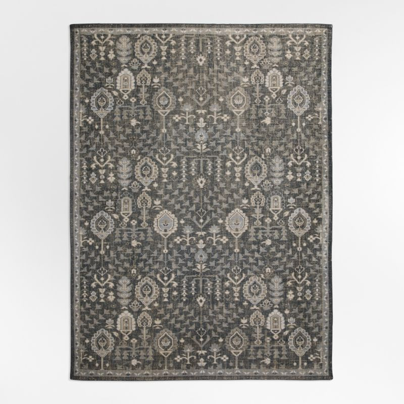 Combe Wool Traditional Handknotted Blue Area Rug 6'x9' | Crate & Barrel