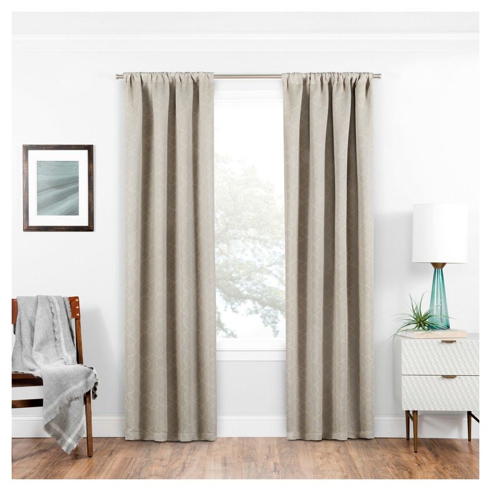 37""x95"" Isante Trellis Thermaweave Blackout Curtain Tan - Eclipse | Target