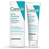 CeraVe Acne Foaming Cream Cleanser | Acne Treatment Face Wash with 4% Benzoyl Peroxide, Hyaluronic A | Amazon (US)