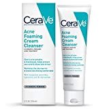 CeraVe Acne Foaming Cream Cleanser | Acne Treatment Face Wash with 4% Benzoyl Peroxide, Hyaluronic A | Amazon (US)