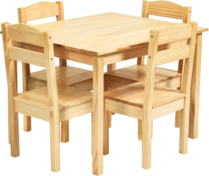 Costzon Kids Table and Chair Set, 5 Piece Wood Activity Table & Chairs for Children Arts, Crafts,... | Amazon (US)