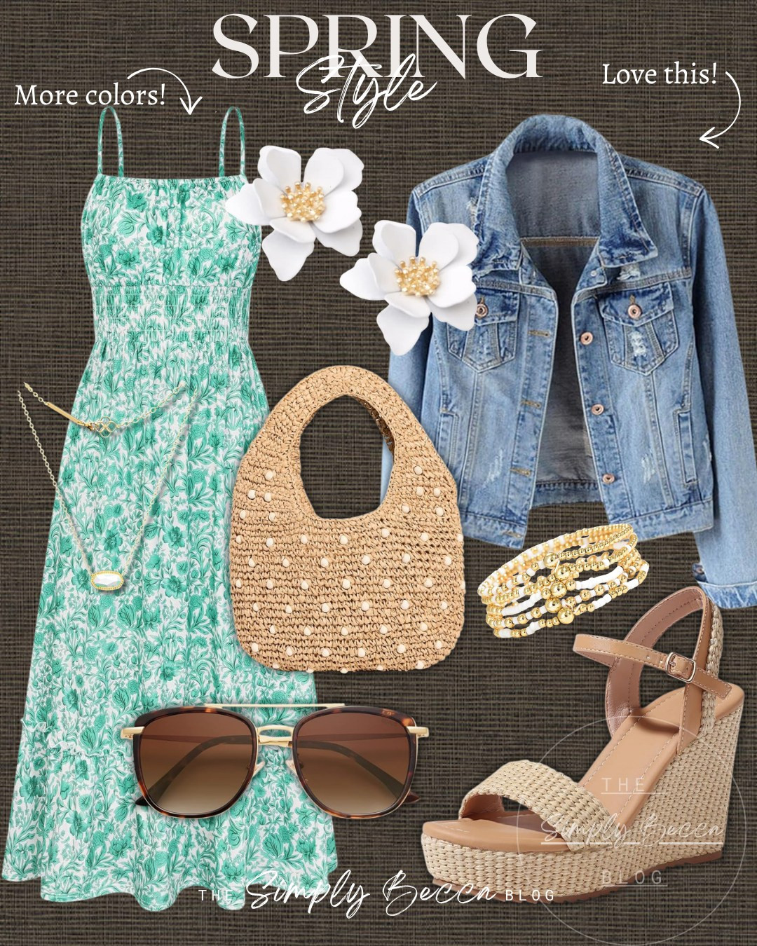 This green 💚 So pretty for spring!  

@amazon #ltkwomens #ltkfinds #amazonfashion #springstyle #springdresses #goldbracelet #flowerearrings #raffiapurse #madewell #tortoiseshellsunglasses 

 #LTKdayinmylife #LTKootd #LTKmomlife