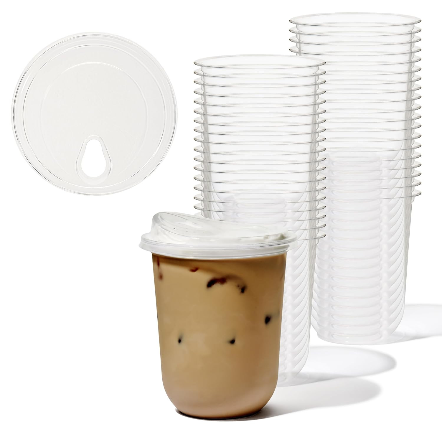 TOSSWARE NATURAL 16oz Arc Bundle - Plant Based 98mm Clear Cold Cups + Sip Lids - Plastic Alternative for Parties, Bachelorettes, Weddings - Recyclable - Set of 50 | Amazon (US)