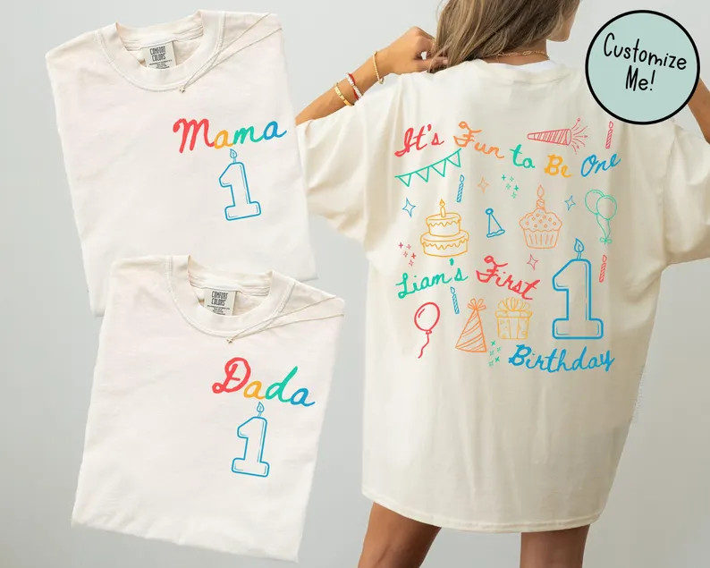 It's Fun to Be One Birthday Matching Family Shirts Front and Back, Boys Girls First Birthday Part... | Etsy (Global)