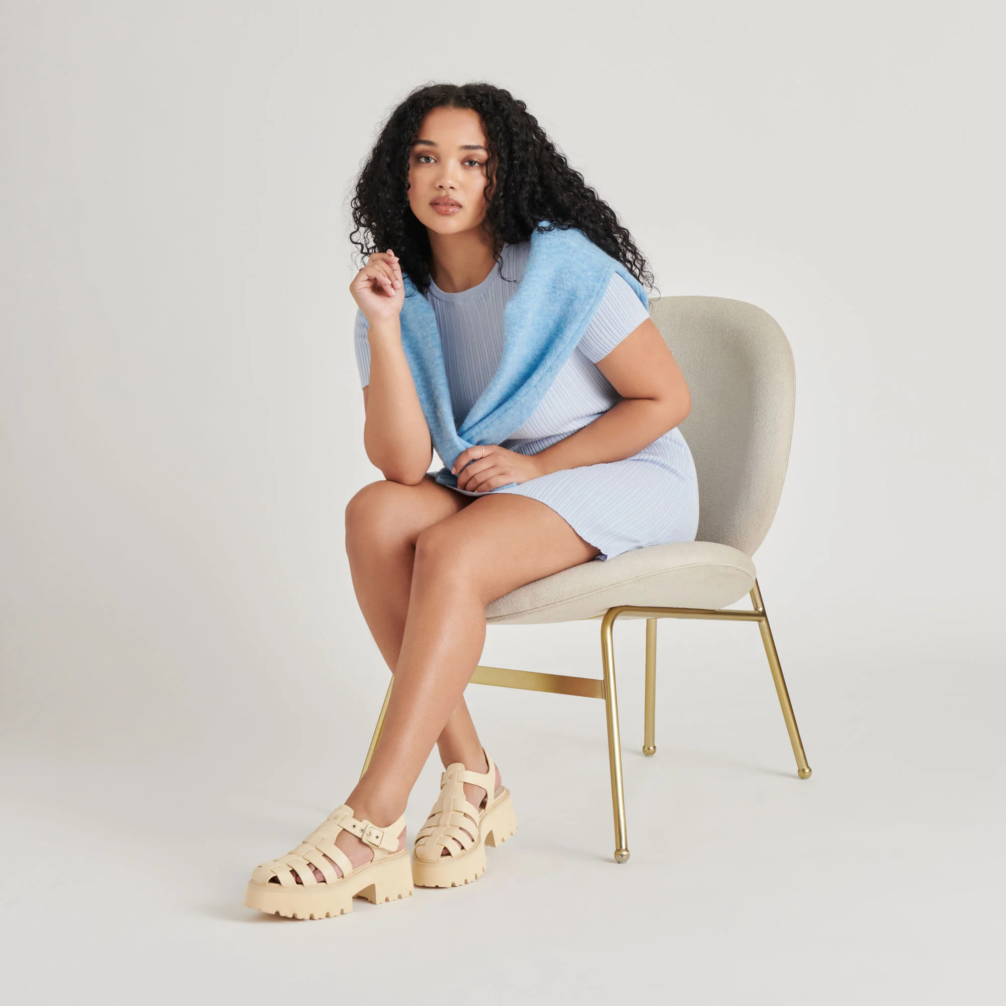 LASLY TONAL SANDALS LIGHT YELLOW LEATHER | DolceVita.com