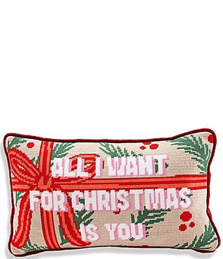 Furbish Holiday Collection All I Want Needlepoint Pillow | Dillard's