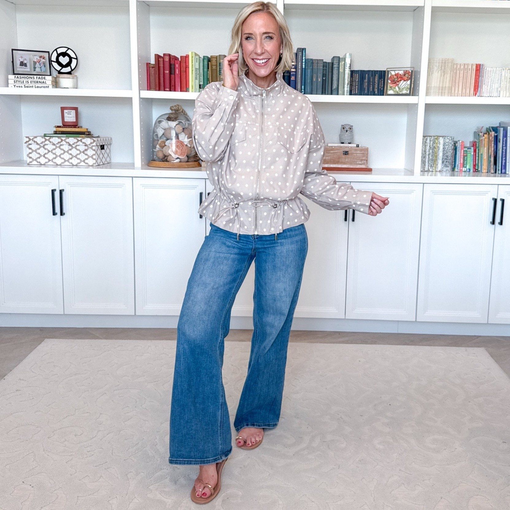 Amazon - lightweight fall jackets  * Wide Leg Jeans - size 25. (Color: C-inseam 30"-medium Blue). Polka Dot Drawstring Jacket - size small. 6 colors.

#LTKOver40 #LTKSeasonal #LTKPetite