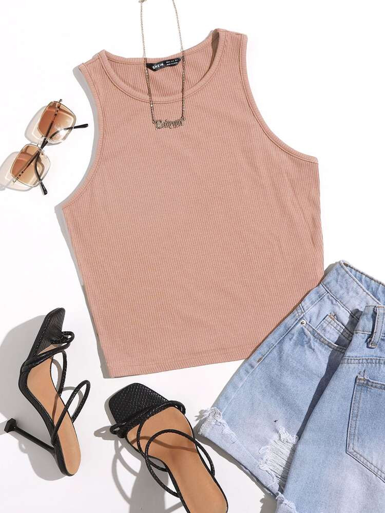 SHEIN Solid Crop Tank Top | SHEIN