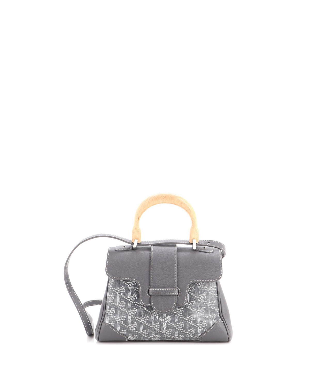 Pre-Owned Goyard Mini Saigon Top Handle Bag Coated Canvas with Leather - Grey | Macy's