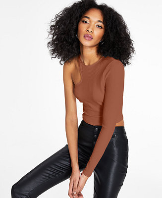 Bar III One-Shoulder Crop Top, Created for Macy's & Reviews - Tops - Women - Macy's | Macys (US)