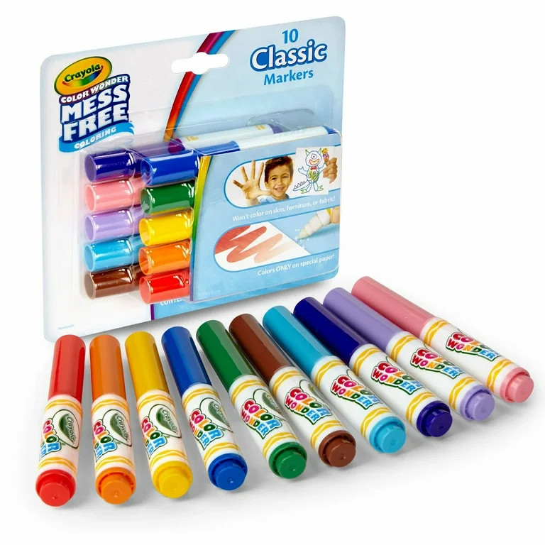 Crayola Color Wonder Mini Markers, 10 Ct, Classic Colors, Toddler Art Supplies, Travel Activity, ... | Walmart (US)