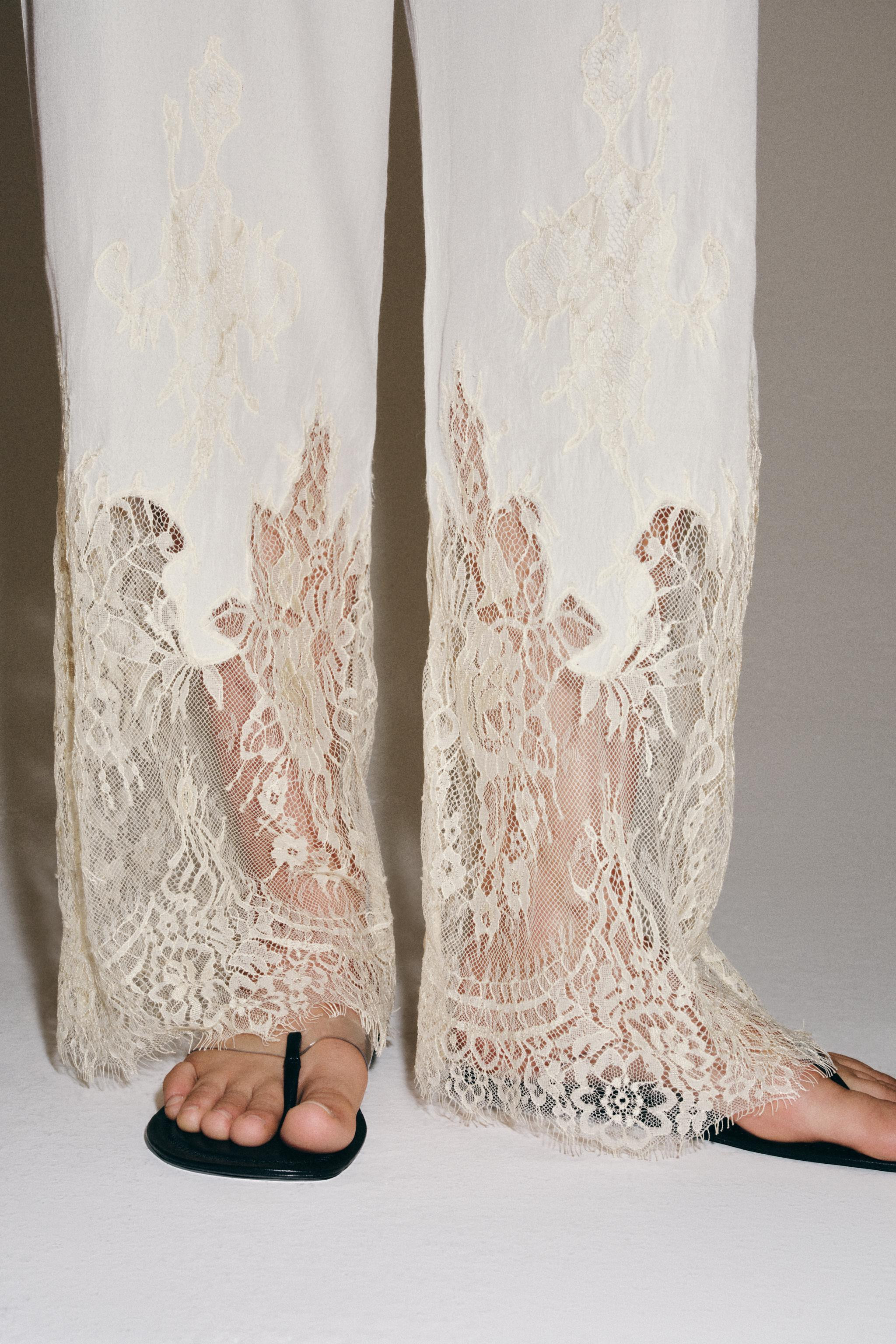 ZW COLLECTION LACE PYJAMA-STYLE TROUSERS | Zara UK